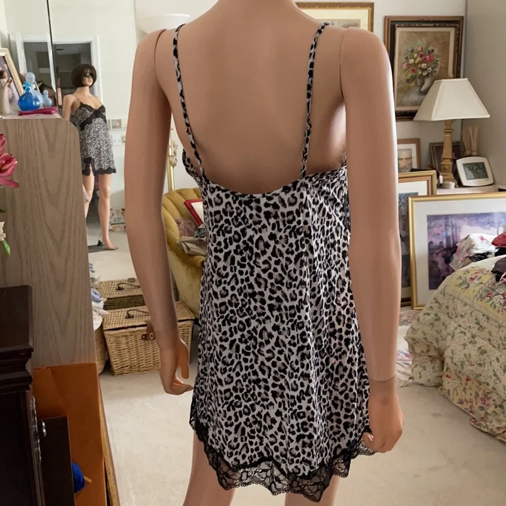 NWT Vintage Victoria’s Secret Leopard Lace Trim Slip Dress - Picture 6 of 8